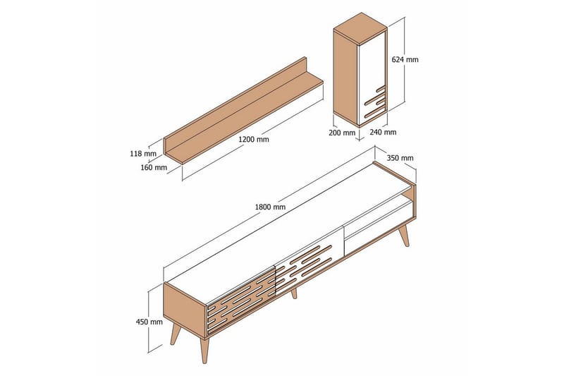 Valensiya Tv-skåp 180 cm - Valnöt/Antracit - Möbler - Vardagsrum - Tv-möbler & mediamöbler - Tv-skåp