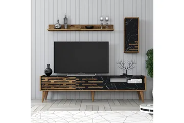Valensiya Tv-skåp 180 cm - Valnöt/Svart/Marmor - Möbler - Vardagsrum - Tv-möbler & mediamöbler - Tv-möbelset
