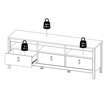 Vallvidera TV-bänk med 3 lådor 151 cm - Möbler - Vardagsrum - Tv-möbler & mediamöbler - Tv-bänkar