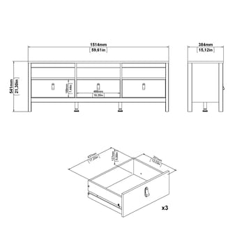 Vallvidera TV-bänk med 3 lådor 151 cm - Möbler - Vardagsrum - Tv-möbler & mediamöbler - Tv-bänkar