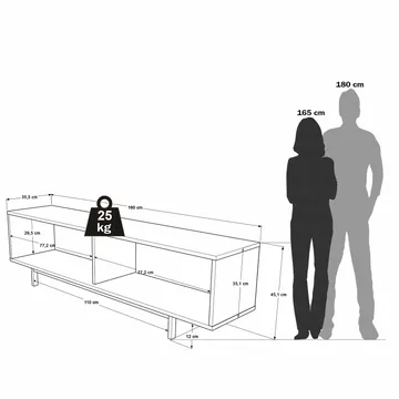 Valren TV-bänk 160x45,1x35,5 cm - Naturlig och vit - Möbler - Vardagsrum - Tv-möbler & mediamöbler - Tv-bänkar