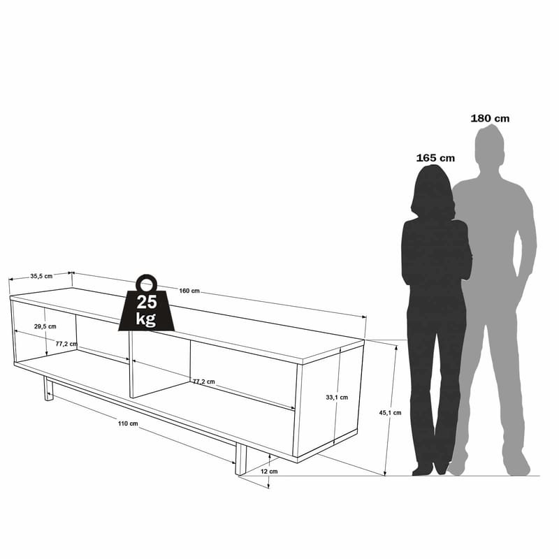 Valren TV-bänk 160x45,1x35,5 cm - Naturlig och vit - Möbler - Vardagsrum - Tv-möbler & mediamöbler - Tv-bänkar