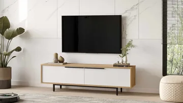 Valren TV-bänk 160x45,1x35,5 cm - Naturlig och vit - Möbler - Vardagsrum - Tv-möbler & mediamöbler - Tv-bänkar
