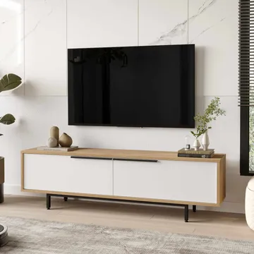 Valren TV-bänk 160x45,1x35,5 cm - Naturlig och vit - Möbler - Vardagsrum - Tv-möbler & mediamöbler - Tv-bänkar