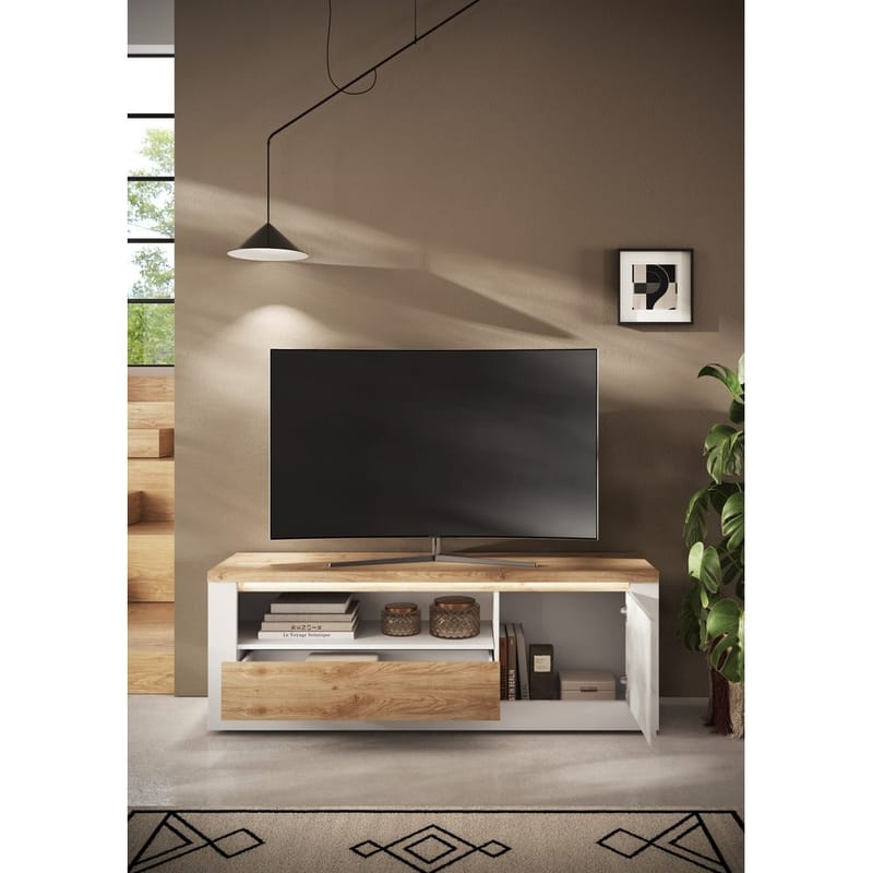 Vandesar Tv-Bänk 160 cm - Natur/Vit - Möbler - Vardagsrum - Tv-möbler & mediamöbler - Tv-bänkar