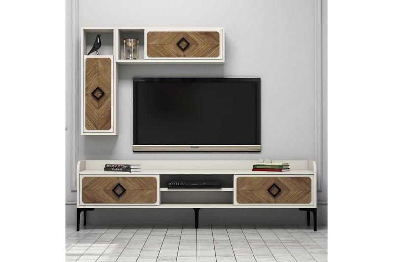 VARRED TV-Möbelset 180 cm Brun - Brun/Vit - Tv-möbelset
