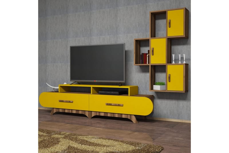 VARRED TV-Möbelset 205 cm Brun/Gul - Tv-möbelset