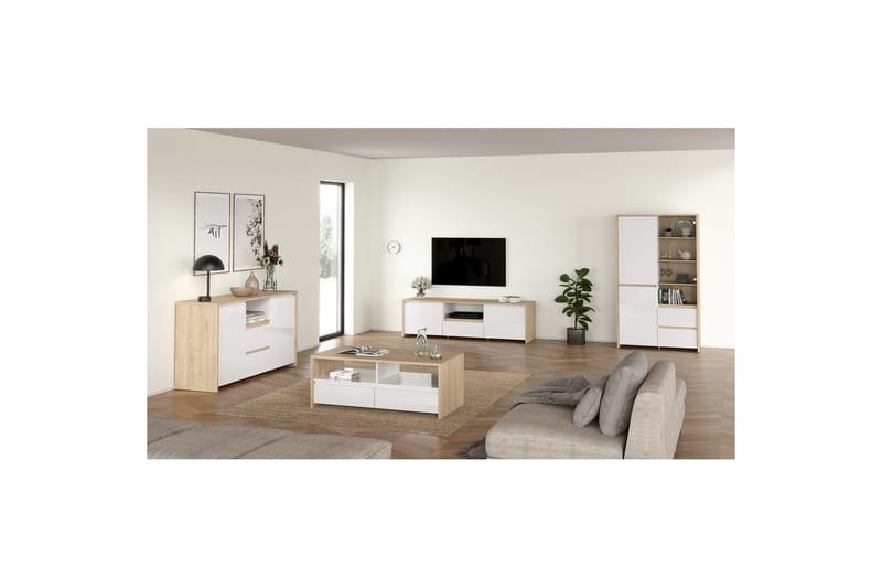 Varun Tv-skåp 209 cm - Vit/Natur - Möbler - Vardagsrum - Tv-möbler & mediamöbler - Tv-skåp