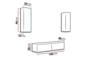 Vasil TV-möbelset 210x40x180 cm - Svart/Vit - Möbler - Vardagsrum - Tv-möbler & mediamöbler - Tv-möbelset