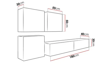 Vasil TV-möbelset 230x40x180 cm - Svart/Vit - Möbler - Vardagsrum - Tv-möbler & mediamöbler - Tv-möbelset
