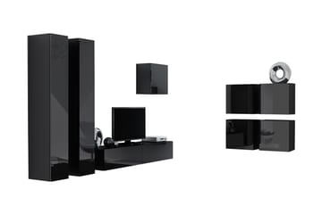Vasil TV-möbelset 260x40x180 cm - Svart/Vit - Möbler - Vardagsrum - Tv-möbler & mediamöbler - Tv-möbelset