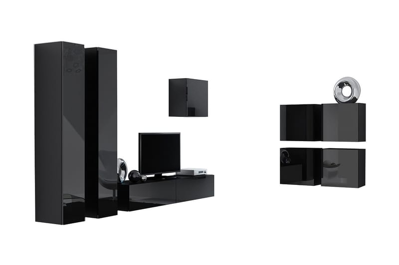 Vasil TV-möbelset 260x40x180 cm - Svart/Vit - Möbler - Vardagsrum - Tv-möbler & mediamöbler - Tv-möbelset