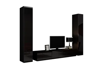 Vasil TV-möbelset 260x40x180 cm - Svart/Vit - Möbler - Vardagsrum - Tv-möbler & mediamöbler - Tv-möbelset