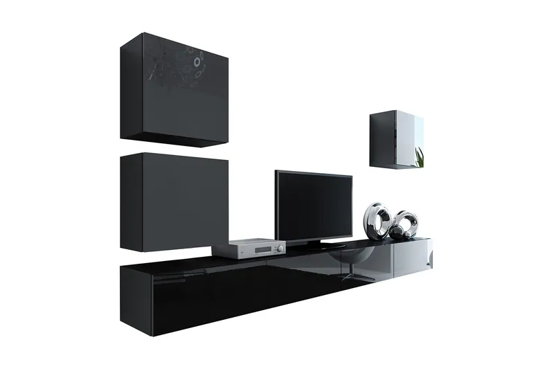 Vasil TV-möbelset 280x40x180 cm - Svart/Vit - Möbler - Vardagsrum - Tv-möbler & mediamöbler - Tv-möbelset