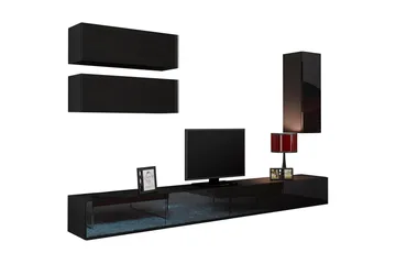 Vasil TV-möbelset 280x40x180 cm - Svart/Vit - Möbler - Vardagsrum - Tv-möbler & mediamöbler - Tv-möbelset