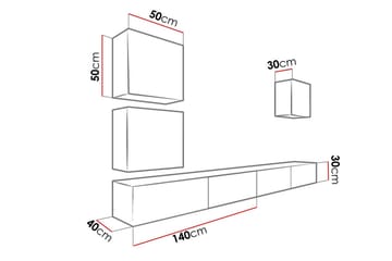 Vasil TV-möbelset 280x40x180 cm - Svart/Vit - Möbler - Vardagsrum - Tv-möbler & mediamöbler - Tv-möbelset