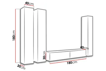 Vasil TV-möbelset 300x40x180 cm - Vit - Möbler - Vardagsrum - Tv-möbler & mediamöbler - Tv-möbelset