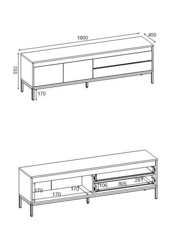 Velar TV-bänk 180x55x40 cm - Antracit/Wood Black/Svart - Möbler - Vardagsrum - Tv-möbler & mediamöbler - Tv-bänkar