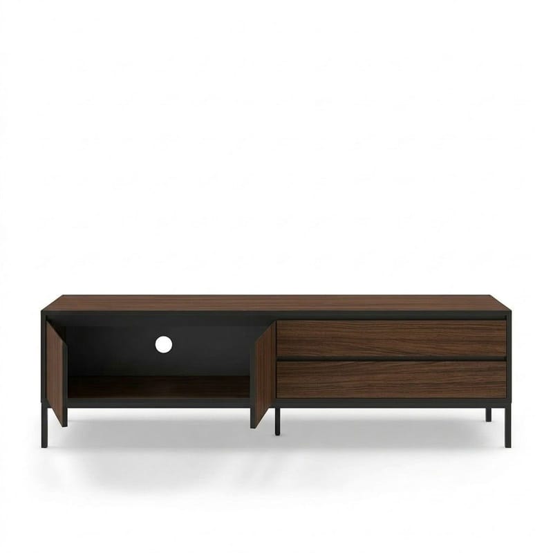 Velar TV-bänk 180x55x40 cm - Milano Walnut, Wood Black, Black - Möbler - Vardagsrum - Tv-möbler & mediamöbler - Tv-bänkar