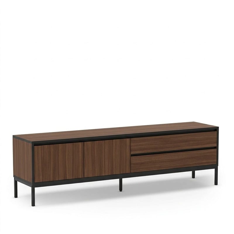 Velar TV-bänk 180x55x40 cm - Milano Walnut, Wood Black, Black - Möbler - Vardagsrum - Tv-möbler & mediamöbler - Tv-bänkar