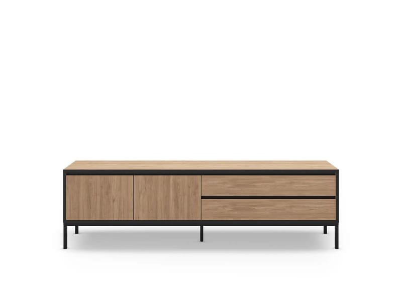 Velar TV-bänk 180x55x40 cm - naturfärgad ek, trä svart, svart - Möbler - Vardagsrum - Tv-möbler & mediamöbler - Tv-bänkar