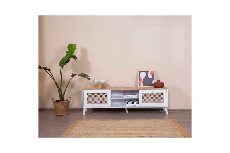 Velin Tv-bänk 55 cm - Mediumfärgat trä/Vit - Möbler - Vardagsrum - Tv-möbler & mediamöbler - Tv-bänkar