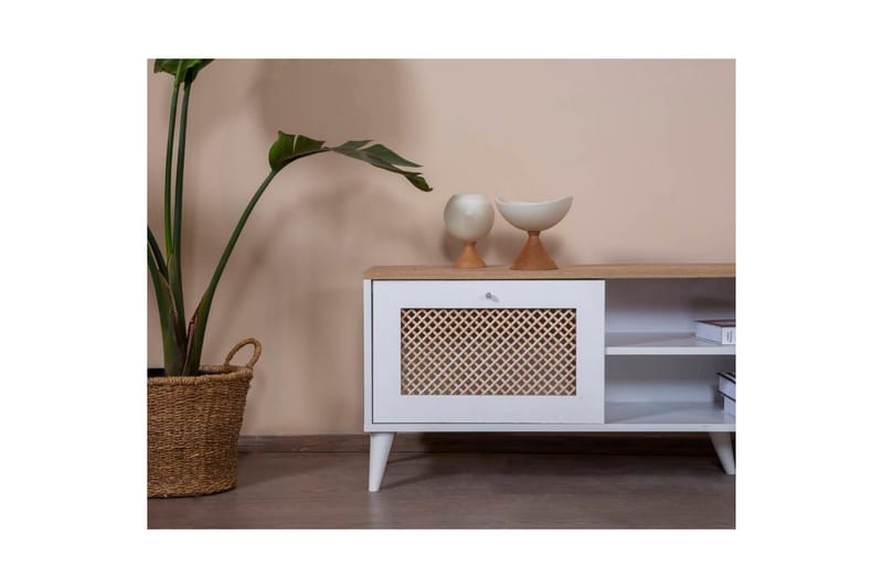 Velin Tv-bänk 55 cm - Mediumfärgat trä/Vit - Möbler - Vardagsrum - Tv-möbler & mediamöbler - Tv-bänkar