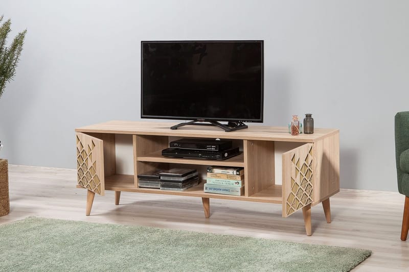 Vellavie TV-bänk 140 cm med Förvaring i Trä - Beige - Möbler - Vardagsrum - Tv-möbler & mediamöbler - Tv-bänkar