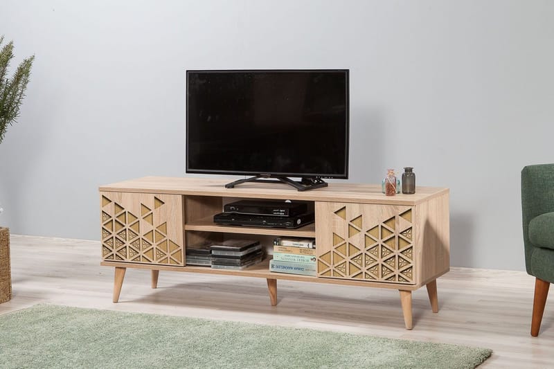 Vellavie TV-bänk 140 cm med Förvaring i Trä - Beige - Möbler - Vardagsrum - Tv-möbler & mediamöbler - Tv-bänkar