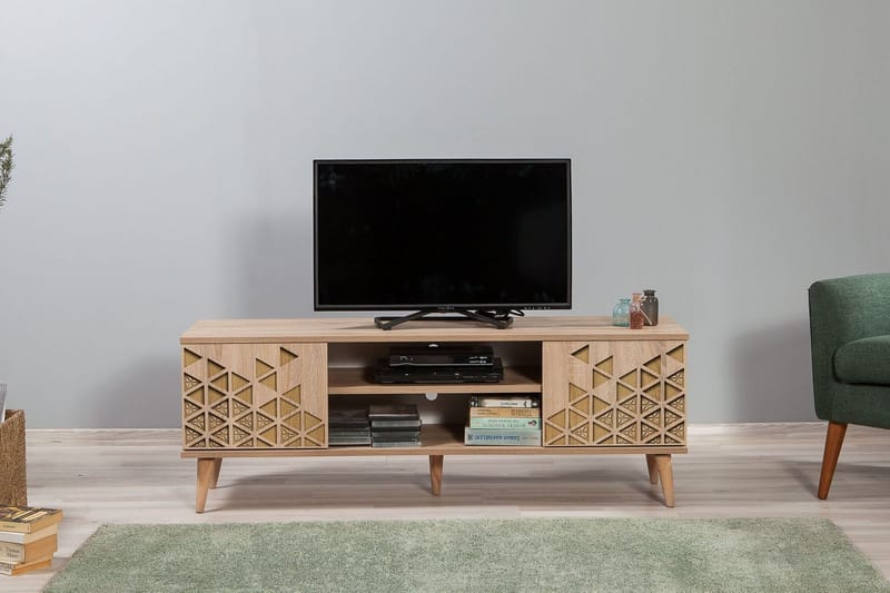 Vellavie TV-bänk 140 cm med Förvaring i Trä - Beige - Möbler - Vardagsrum - Tv-möbler & mediamöbler - Tv-bänkar