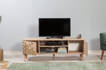 Vellavie TV-bänk 140 cm med Förvaring i Trä - Beige - Möbler - Vardagsrum - Tv-möbler & mediamöbler - Tv-bänkar