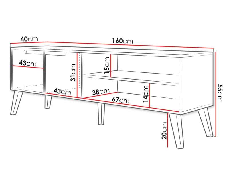 Virello Tv-bänk 160 cm - beige - Möbler - Vardagsrum - Tv-möbler & mediamöbler - Tv-bänkar