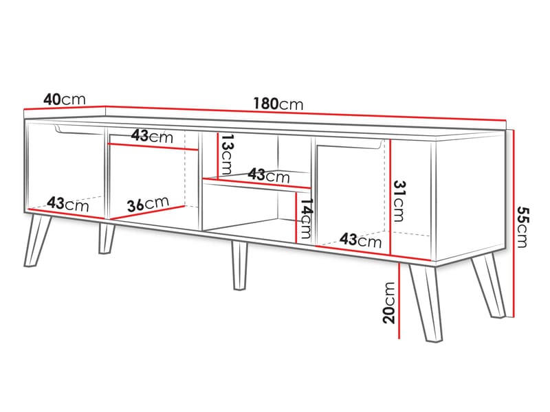 Virello Tv-bänk 180 cm - brun - Möbler - Vardagsrum - Tv-möbler & mediamöbler - Tv-bänkar