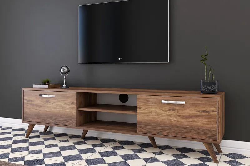 Virkesbo Tv bänk med Förvaring 180 cm - Valnöt / Brun / Rustik - Möbler - Vardagsrum - Tv-möbler & mediamöbler - Tv-bänkar