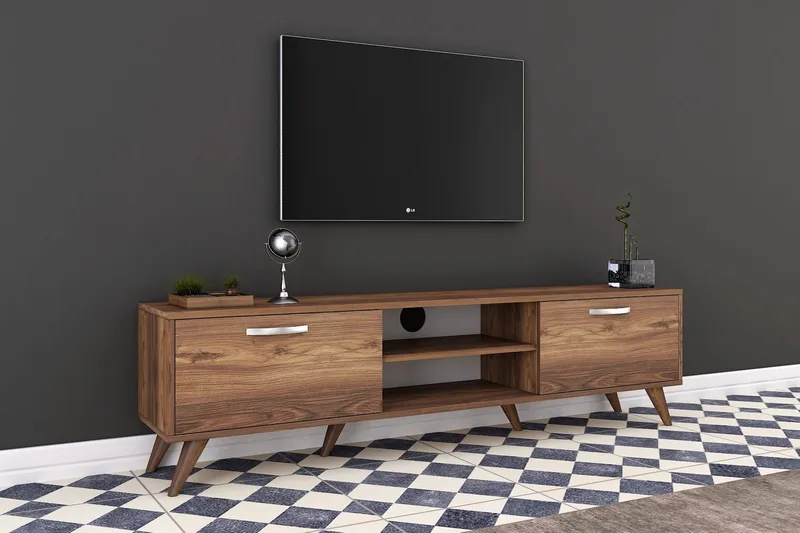 Virkesbo Tv bänk med Förvaring 180 cm - Valnöt / Brun / Rustik - Möbler - Vardagsrum - Tv-möbler & mediamöbler - Tv-bänkar