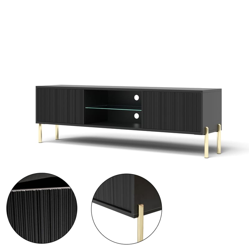 Virmani Tv-bänk 135 cm - Svart - Möbler - Vardagsrum - Tv-möbler & mediamöbler - Tv-bänkar