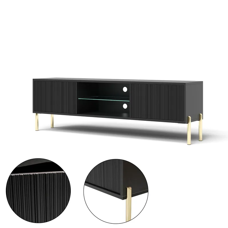 Virmani Tv-bänk 135 cm - Svart - Möbler - Vardagsrum - Tv-möbler & mediamöbler - Tv-bänkar