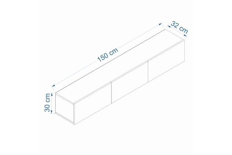 West Vägghängd Mediabänk 150 cm med Förvaring i Trä - Vit - Möbler - Vardagsrum - Tv-möbler & mediamöbler - Tv-bänkar