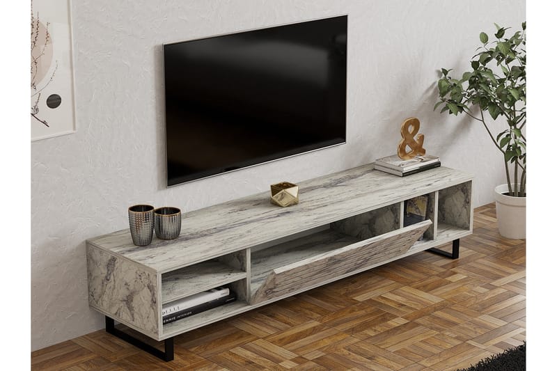 WOLIS Tv-bänk 160 cm Vit marmor - Möbler - Vardagsrum - Tv-möbler & mediamöbler - Tv-bänkar