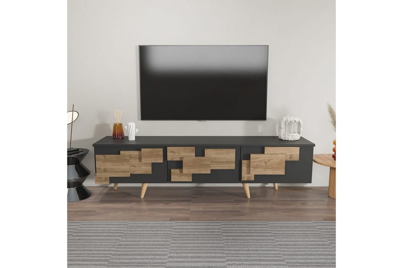 Xamira Tv-bänk 160 cm - Mörkfärgat trä/Antracit - Möbler - Vardagsrum - Tv-möbler & mediamöbler - Tv-bänkar