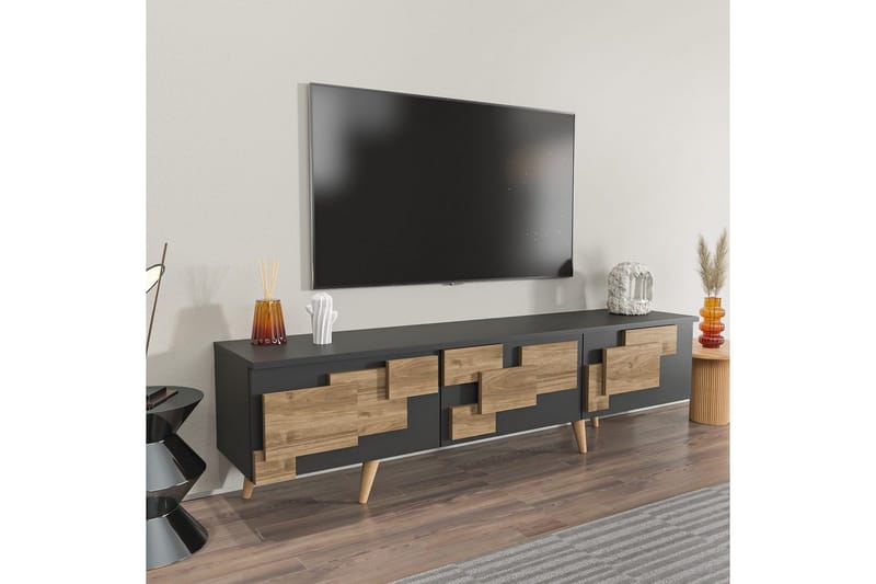 Xamira Tv-bänk 160 cm - Mörkfärgat trä/Antracit - Möbler - Vardagsrum - Tv-möbler & mediamöbler - Tv-bänkar