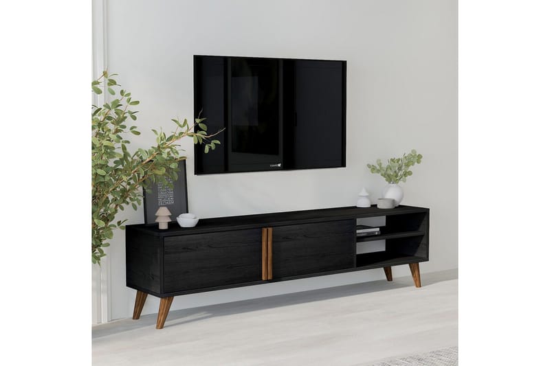 Ythmere Tv-bänk 160 cm - Svart - Möbler - Vardagsrum - Tv-möbler & mediamöbler - Tv-bänkar
