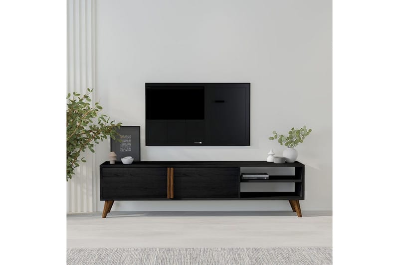 Ythmere Tv-bänk 160 cm - Svart - Möbler - Vardagsrum - Tv-möbler & mediamöbler - Tv-bänkar