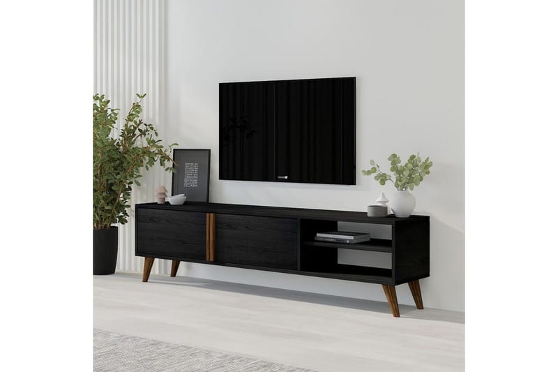 Ythmere Tv-bänk 160 cm - Svart - Möbler - Vardagsrum - Tv-möbler & mediamöbler - Tv-bänkar