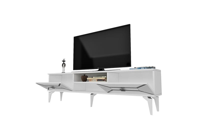 Yumedi Tv-bänk 150 cm - Vit/Silver - Möbler - Vardagsrum - Tv-möbler & mediamöbler - Tv-bänkar
