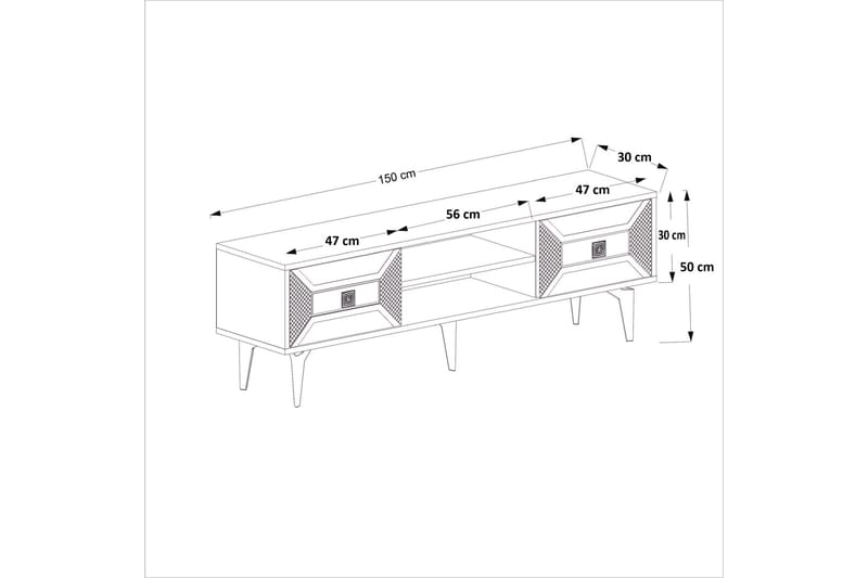 Yumedi Tv-bänk 150 cm - Vit/Silver - Möbler - Vardagsrum - Tv-möbler & mediamöbler - Tv-bänkar