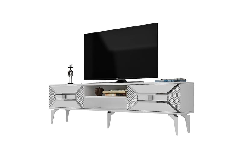 Yumedi Tv-bänk 150 cm - Vit/Silver - Möbler - Vardagsrum - Tv-möbler & mediamöbler - Tv-bänkar
