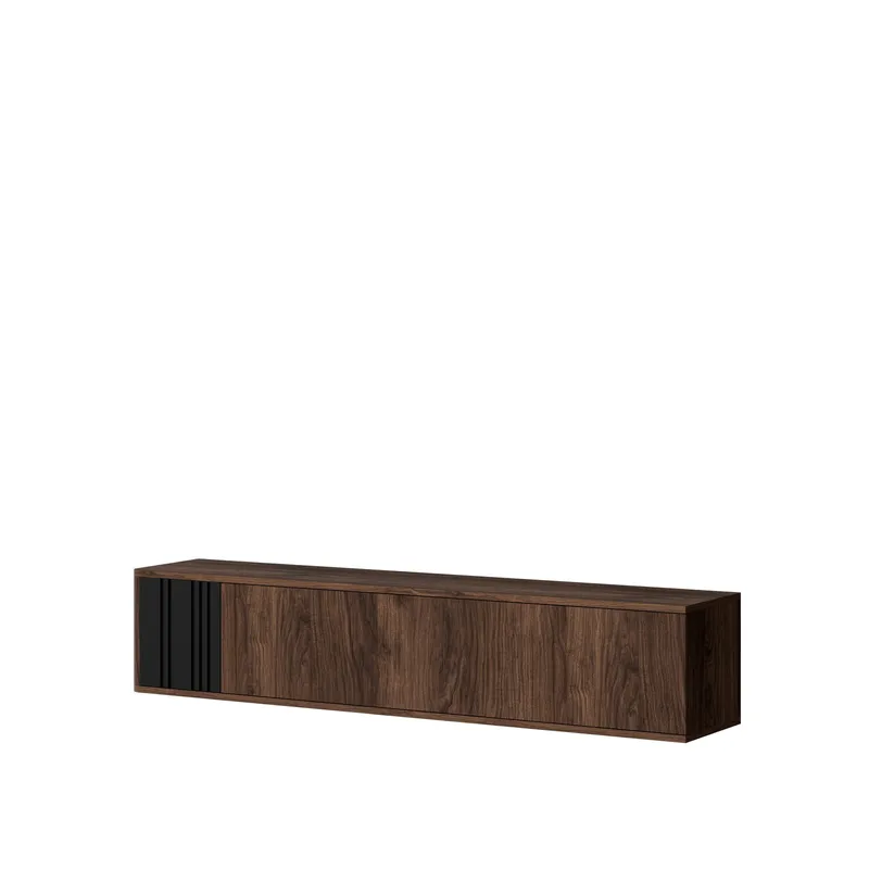 Zalricus TV-bänk 150x30 cm, Svart, valnöt