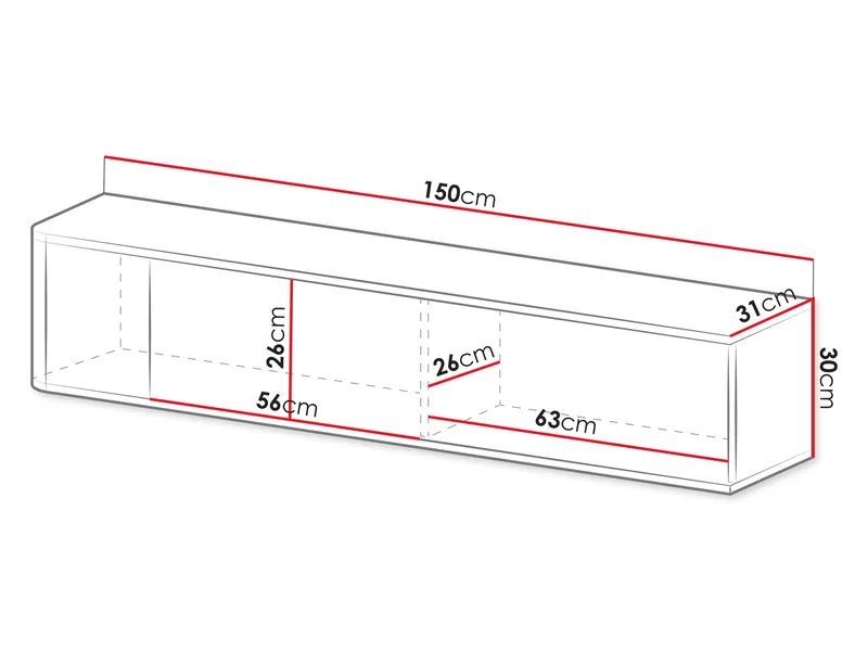 Zalricus TV-bänk 150x30 cm - Svart, valnöt - Möbler - Vardagsrum - Tv-möbler & mediamöbler - Tv-skåp