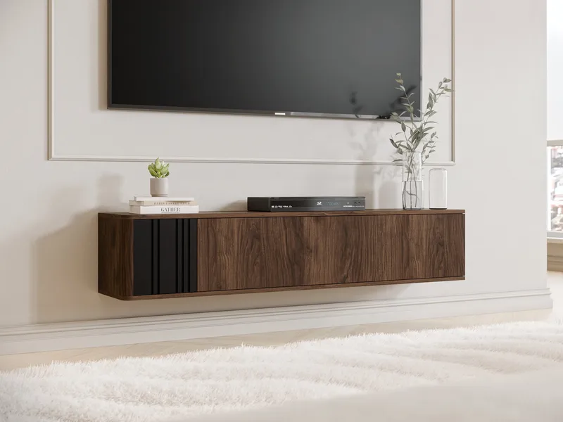 Zalricus TV-bänk 150x30 cm - Svart, valnöt - Möbler - Vardagsrum - Tv-möbler & mediamöbler - Tv-skåp